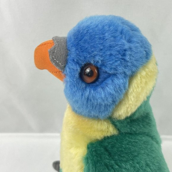 SOS Save Our Space Plush Parrot Green Blue Yellow Bird Stuffed Animal Toy 7" - Picture 7 of 9